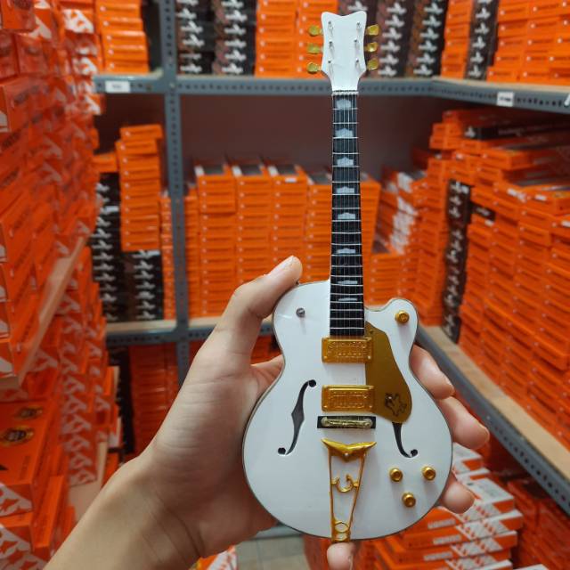 Miniature Gibson Falcon White Guitar
