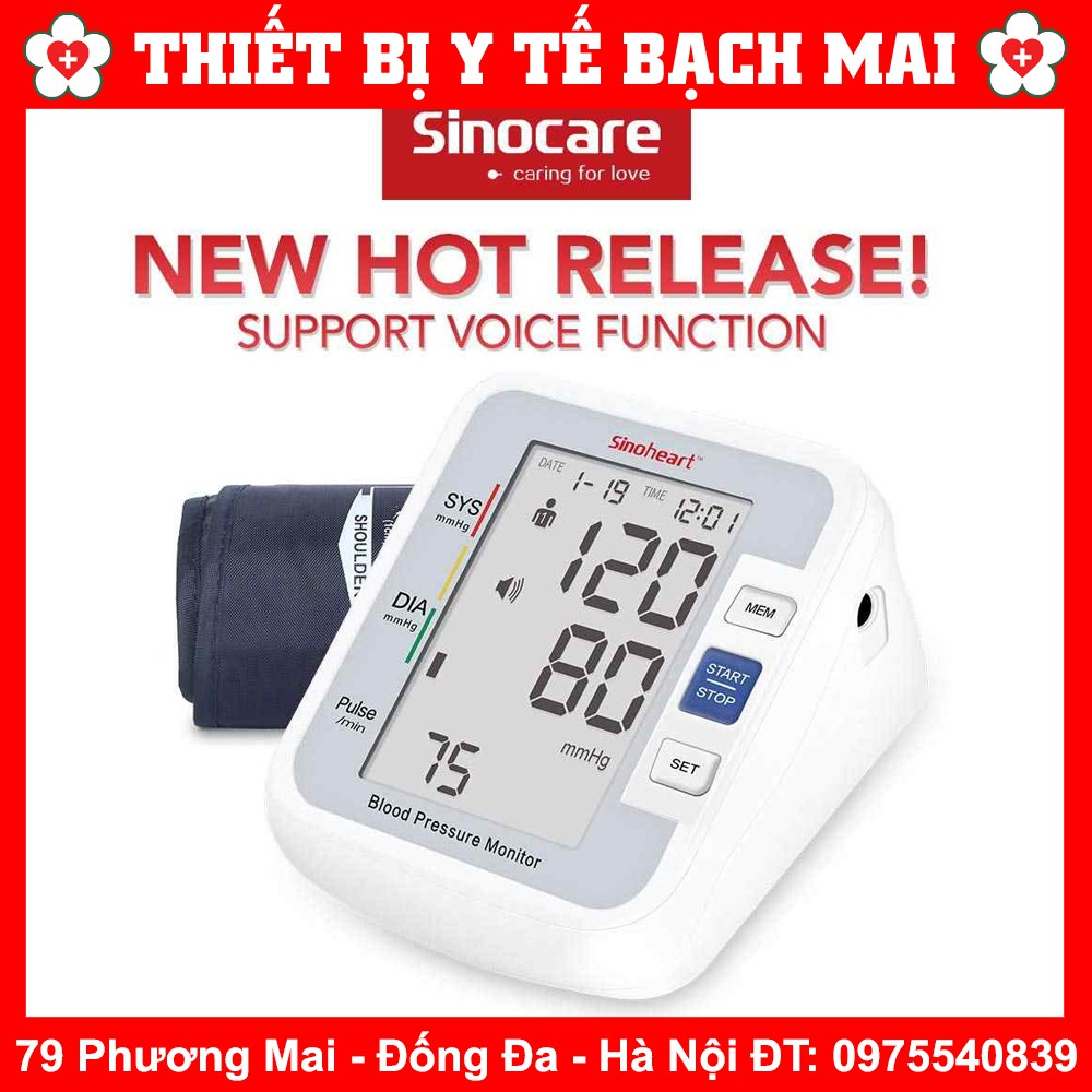 Máy Đo Huyết Áp Điện Tử Bắp Tay SINOCARE BA-801 - Có Màn Hình LCD - Có Giọng Nói Tiếng Việt