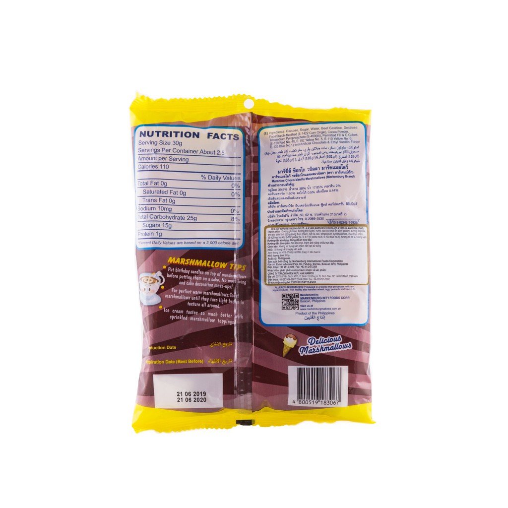 Kẹo Bông Gòn Marshmallow Marshies Hương Vani & Socola (gói 40g) | BigBuy360 - bigbuy360.vn