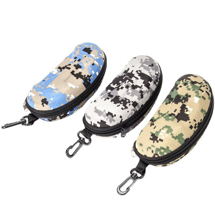 Hộp đựng kính râm mát thời trang có khóa kéo tiện lợi màu đen họa tiết quân đội