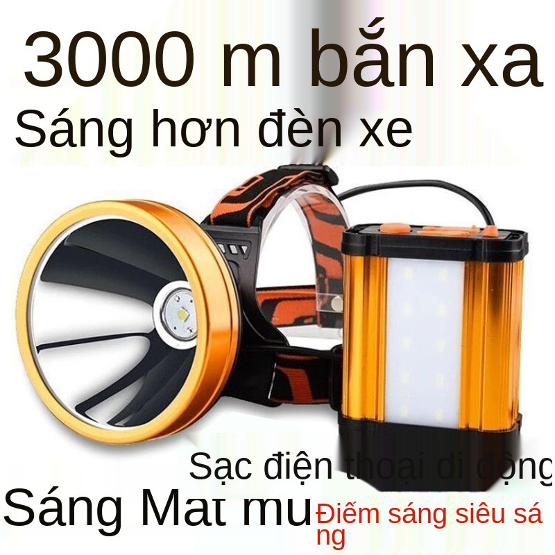 đèn pha siêu sáng bắn xa câu cá đa chức năng chia pin lithium có thể sạc lại soi gia đình gắn trên đầu không thấ