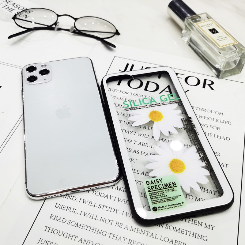 Ốp lưng OPPO A12 A12E A52 A72 A92 A9 A5 2020 Case Daisy Transparent Tempered Glass Cover Ốp lưng OPPO A31 A5S A7S F11 Pro f7 F9 F1s A83 Protection Phone casing