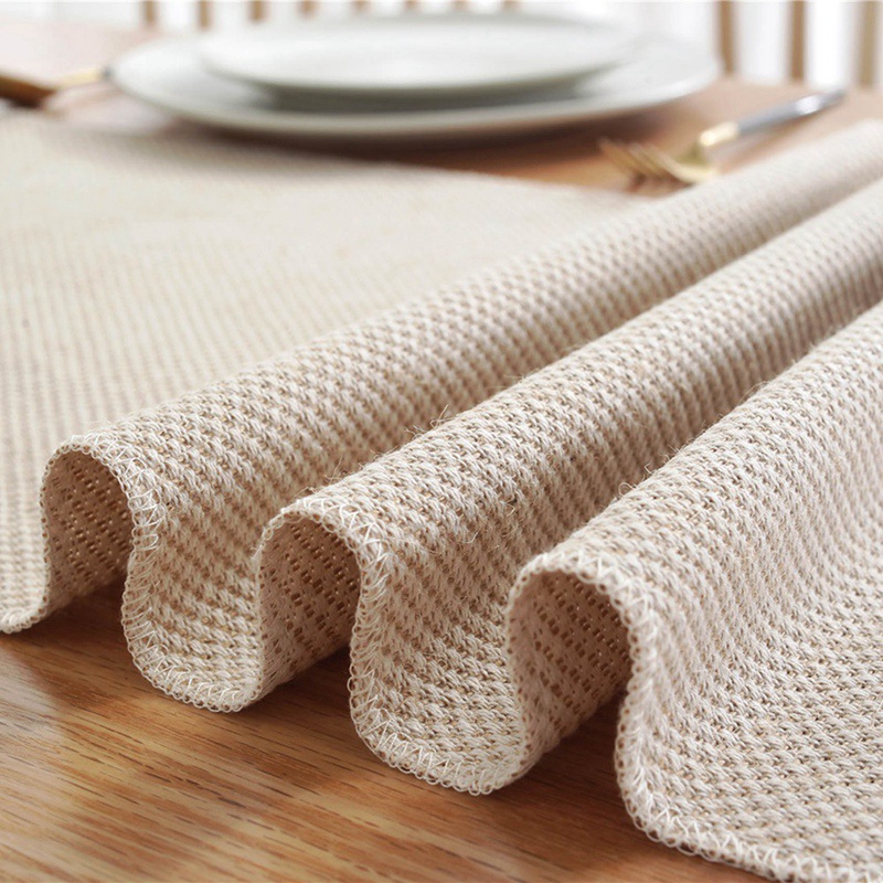 Khăn trải bàn vải cotton bện màu be phong cách cổ điển