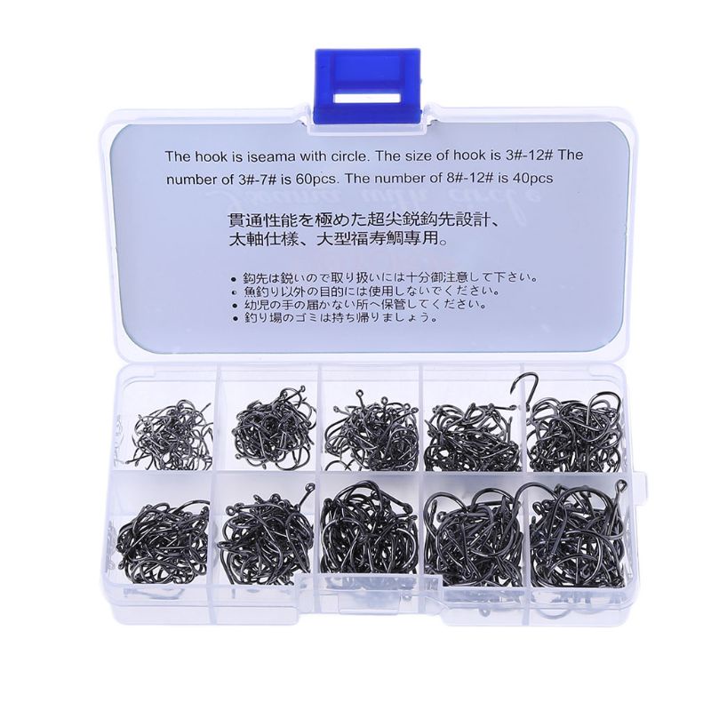 Hộp 500 Lưỡi Câu 10 Kích Cỡ Sắc Bén Nhiều Kích Cỡ Tiện Dụng