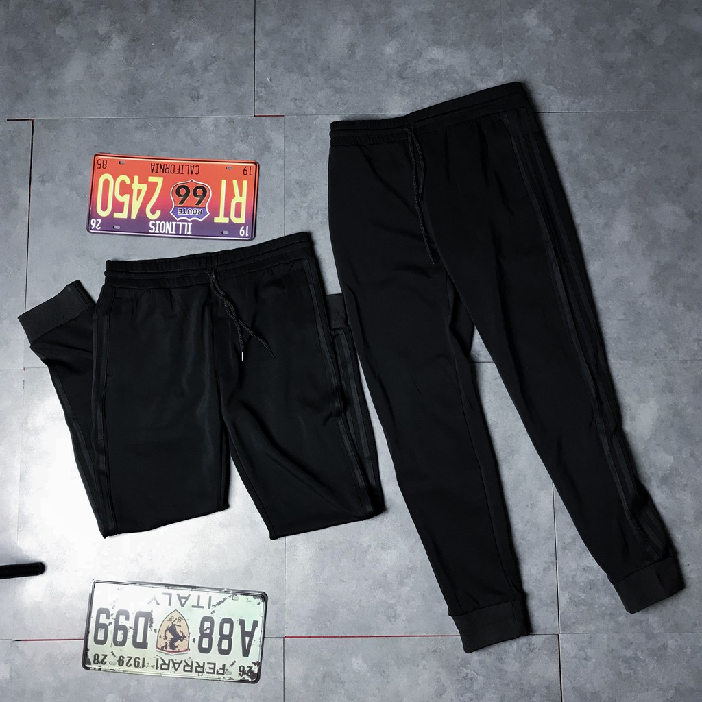 Quần Jogger Nam Đen 3 Sọc Đen, Ống Bo Chun Đẹp