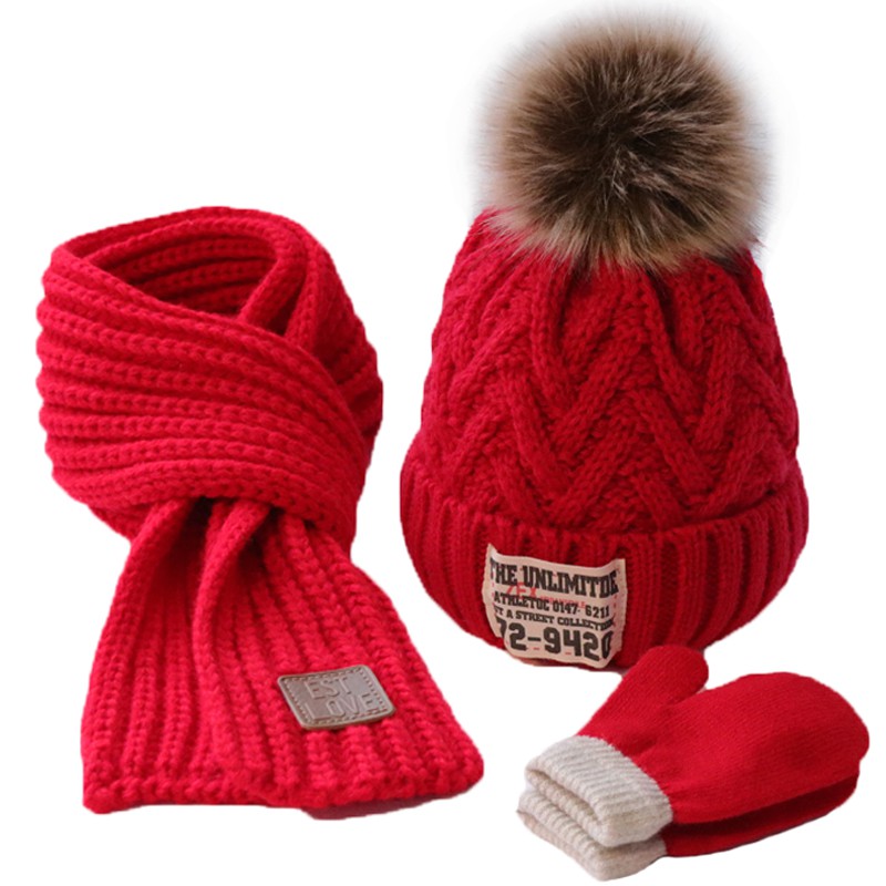 Bộ Mũ Trùm Đầu + Găng Tay + Khăn Choàng Giữ Ấm Đáng Yêu Dành Cho Bé