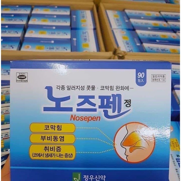 Viên Uống Cải Thiện Xoang Mũi Nosepen Hàn Quốc, Hộp 90 Gói * 4 Viên, Giúp Mũi Thông Thoáng, Sạch Mủ Xoang