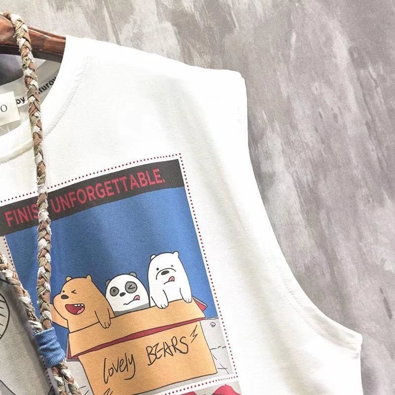 Áo Thun Không Tay Dáng Rộng In Hình Gấu Phong Cách Hàn Quốc Thời Trang Mùa Hè Dành Cho Nam 2022