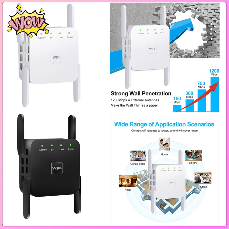 Bộ Khuếch Đại Tín Hiệu Wifi Không Dây 1200 Mbit / S 2.4 G 5 G 4