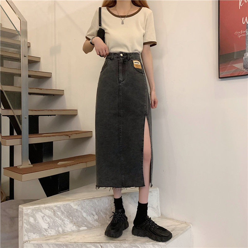 Chân Váy Jean Dài Xẻ Tà Độc Đáo Thời Trang Cho Nữ