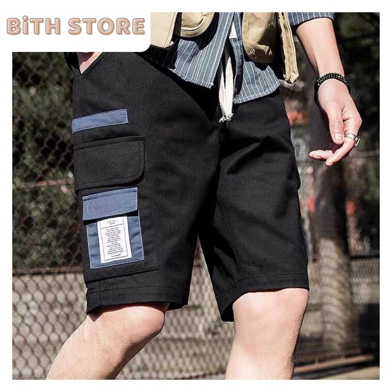 Quần đùi lửng kaki nam túi hộp xanh, quần short kaki nam đẹp