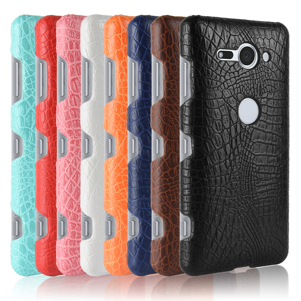 Sony Xperia XZ2 Compact H8314 Dual H8324 Casing Fashion Crocodile Pattern Hard PC PU Leather Back Cover Hard Plastic Case Phone Cover