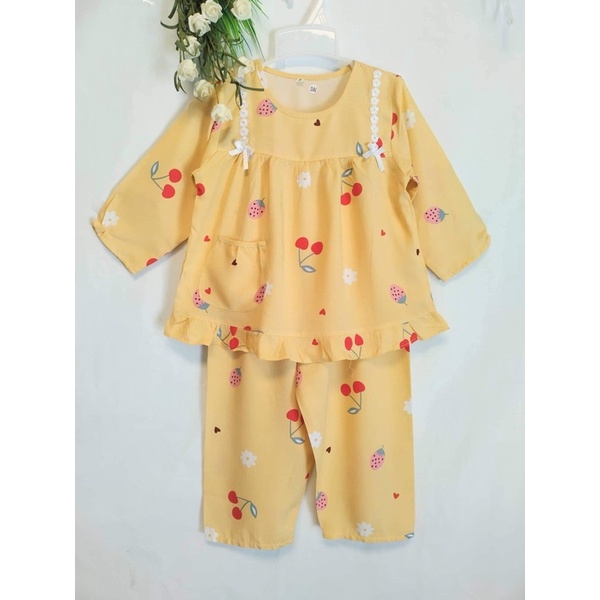 (9-32kg)Đồ bộ lanh BÉ GÁI tay dài quần dài