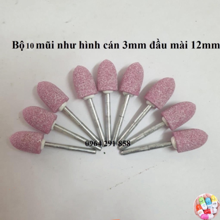 Mũi đá mài hình trụ hình nón tròn đầu cán 3mm đầu 12mm hay mũi đá mài mini cho máy khoan mài khắc máy mài khuôn thẳng