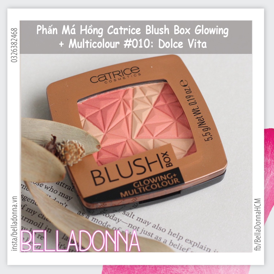 Phấn Má Hồng Catrice Blush Box Glowing + Multicolour #010 Dolce Vita: Tông cam đào