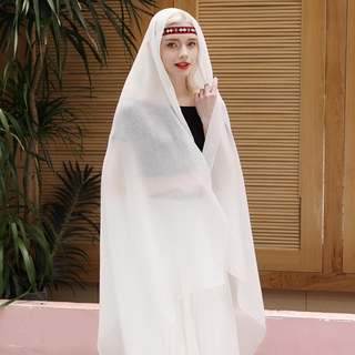 Khăn quàng lụa lanh cotton trắng mỏng đa thời trang xuân thu dành cho nữ