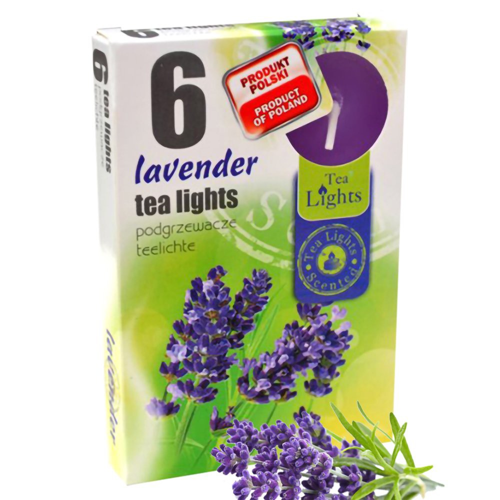 Hộp 6 nến thơm thiên nhiên Tealight Admit Lavender - hoa oải hương, khử mùi, không khói, nhập khẩu Châu Âu