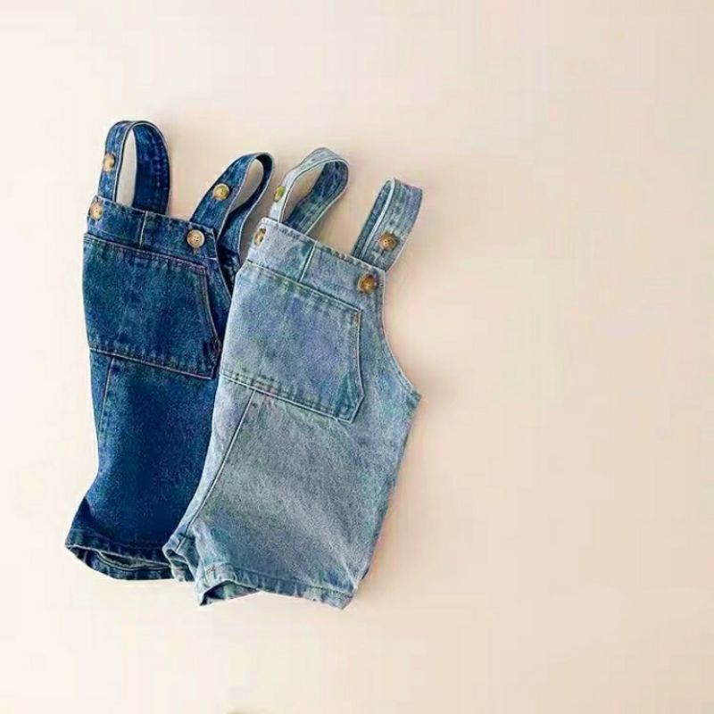Yếm Jeans Cộc Cho Bé Trai Và Bé Gái Phong Cách HAN QUOC