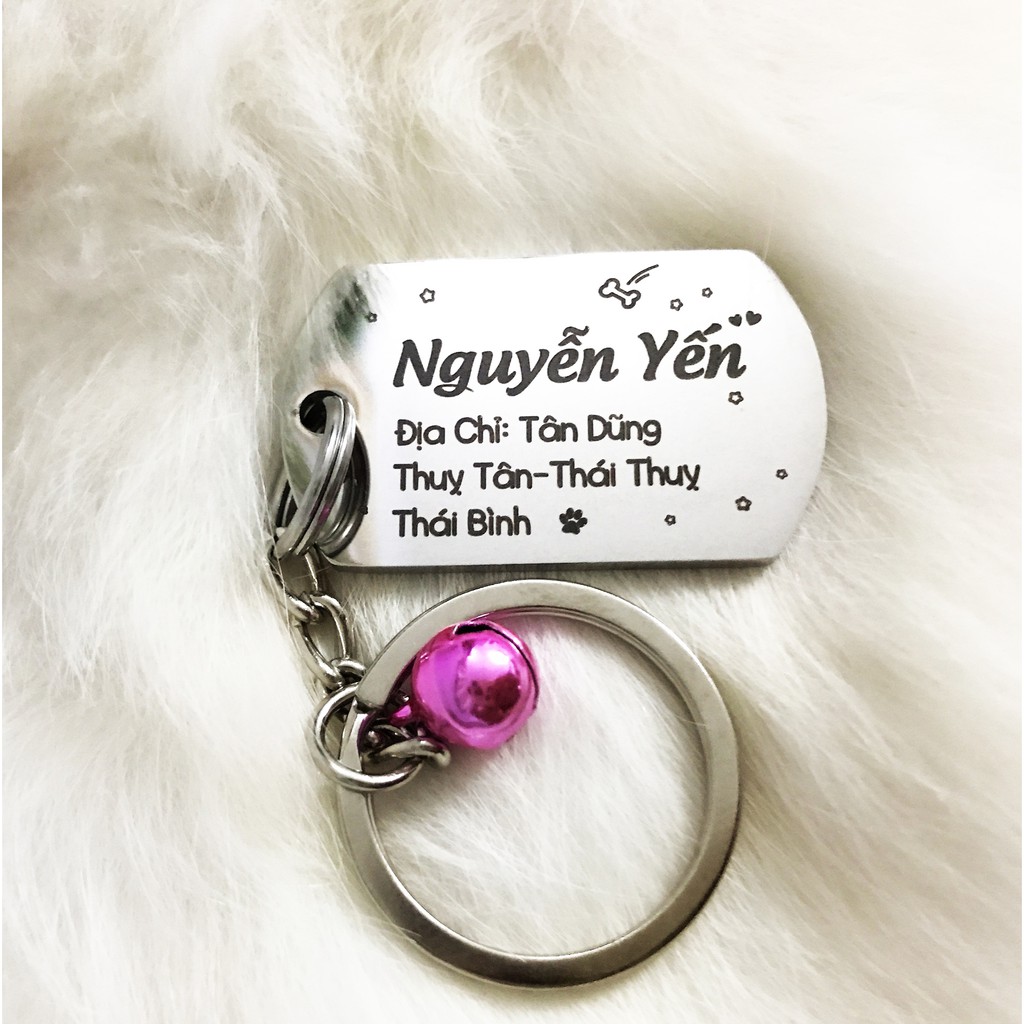 Bảng tên chó mèo, thú cưng inox - Dogtag (Tặng kèm chuông)