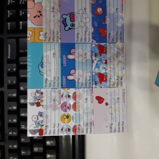 Nhãn vở bt21  1 set 9 nhãn vở