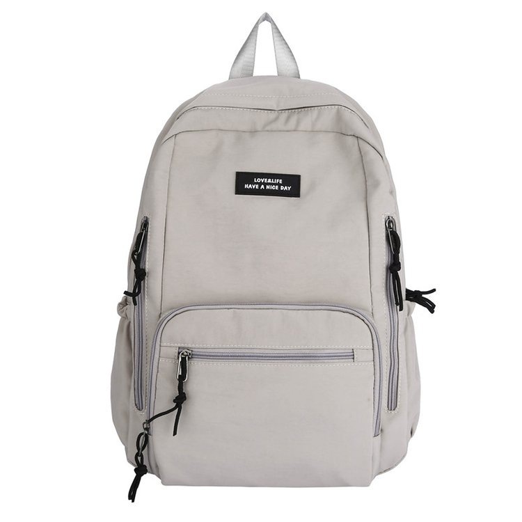 Ba lô nylon chống thấm nước màu trơn thiết kế đơn giản thời trang mới cho nữ sinh