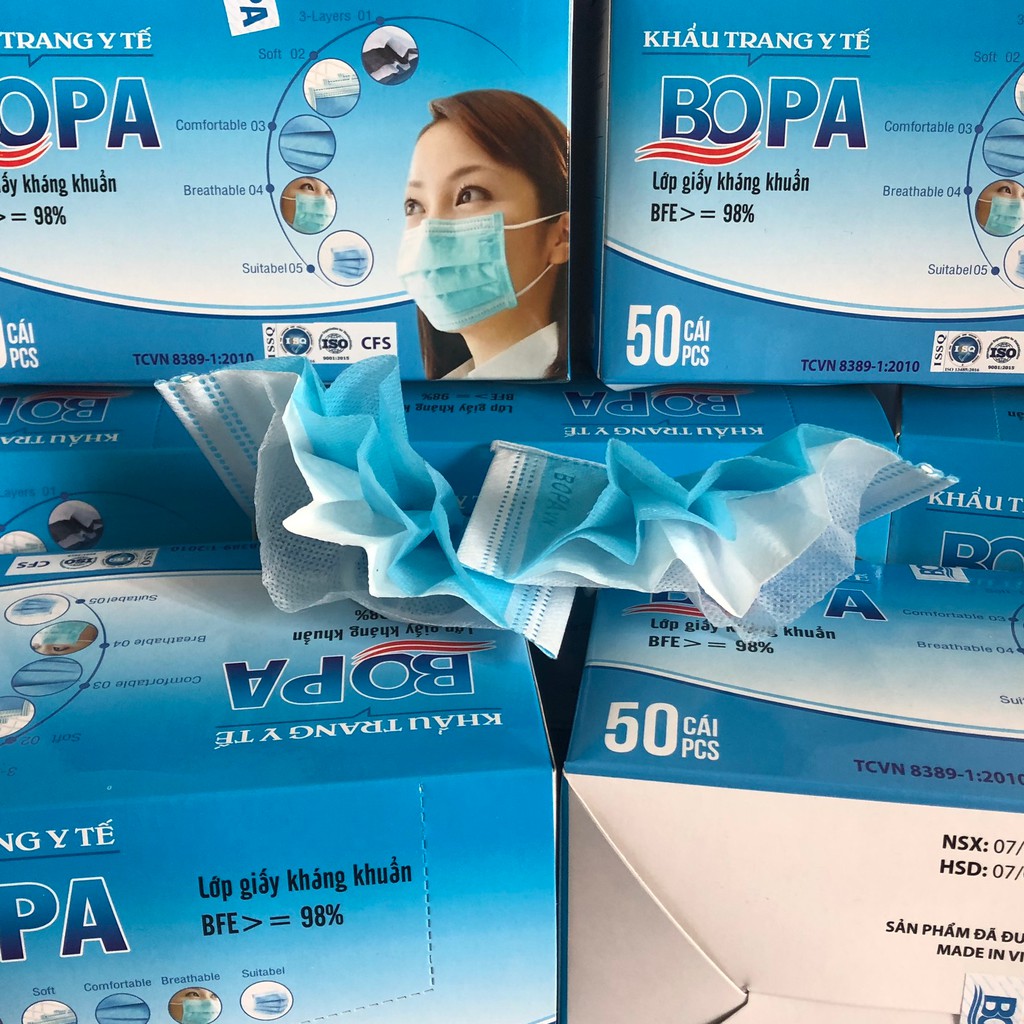 1 Hộp 50 cái khẩu trang y tế 4 lớp BOPA - Có sẵn hàng