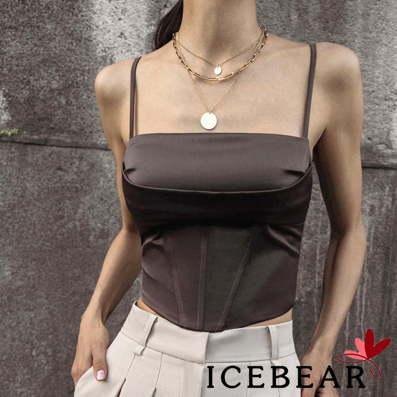 Áo Tank Top Cổ Vuông Không Tay Vạt Chéo Lưng Phong Cách Đường Phố Dành Cho Nữ