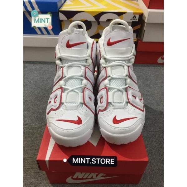 Xả kho (Video cận cảnh) Giày Sneaker Air More Uptempo Trắng viền đỏ .( Xả Tết Tết) new ! Sales 11-11 . rẻ : az11