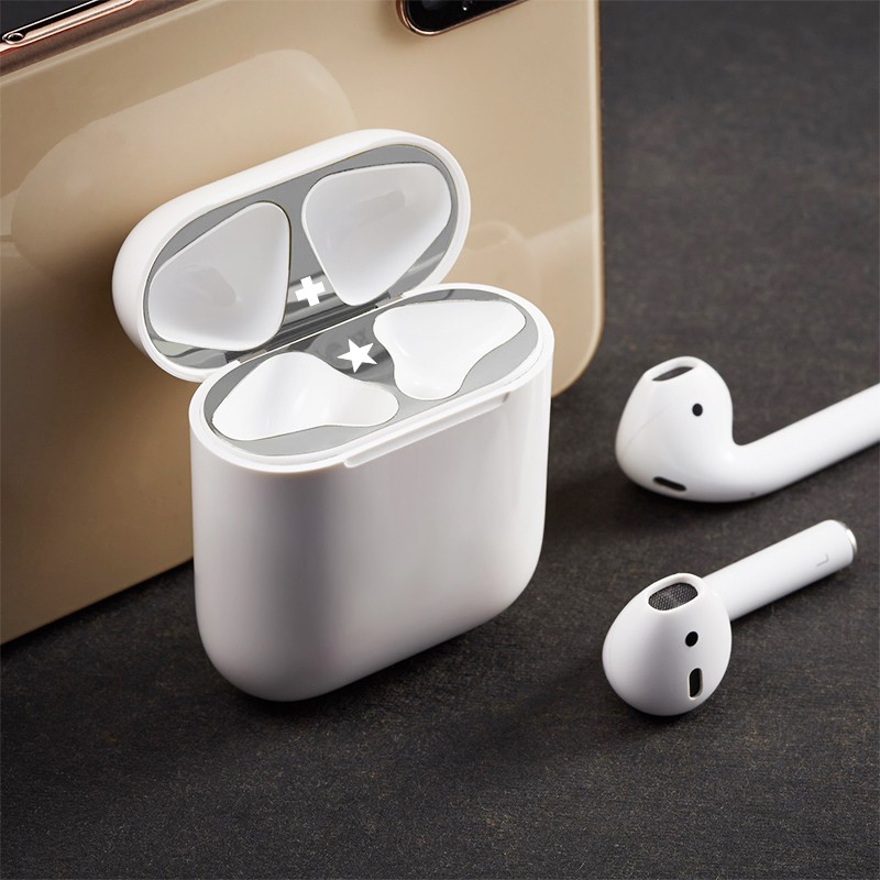 Miếng Dán Kim Loại Siêu Mỏng Chống Bụi Cho Apple Airpods 1 2