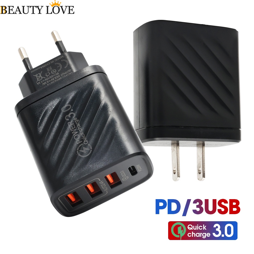 Củ Sạc Nhanh 10W 4 Cổng USB Phích Cắm US EU Cho iPhone Và Android