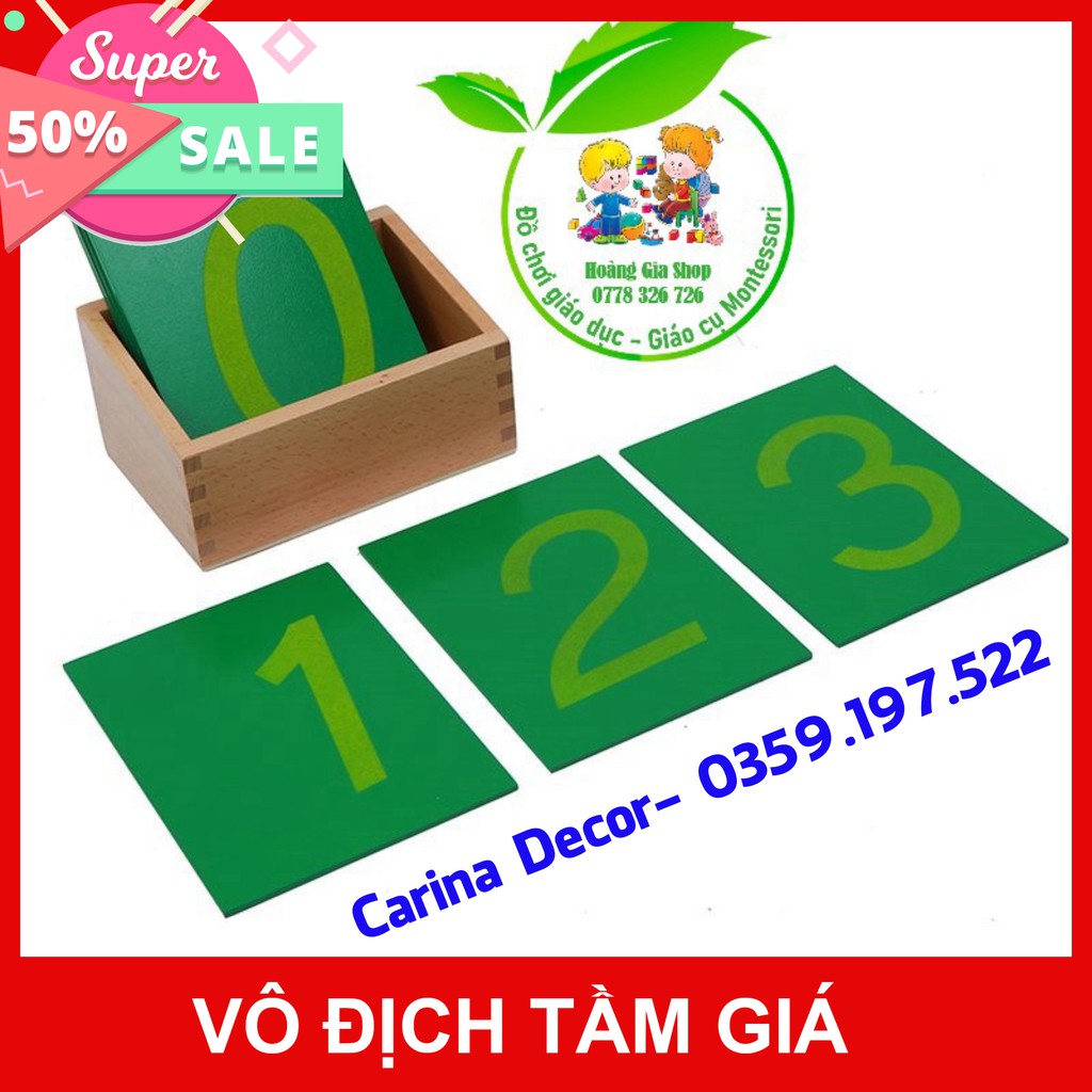 Giáo cụ Montessori - Bộ số cát nhám từ 0 đến 9 (bản quốc tế) - Carina Decor