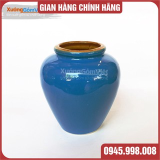 Lu sứ màu xanh da trời độc lạ, chất men mịn mướt k gợn, dung tích 400ml - hàng thủ công gốm BÁT TRÀNG - XƯỞNG GỐM VIỆT