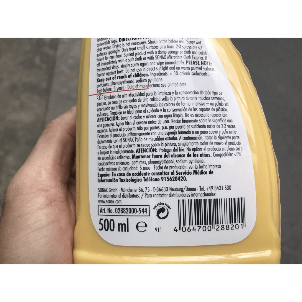 Dung Dịch Làm Sạch Đánh Bóng Nhanh Sơn Ướt Sonax High Speed Wax 288200 Tặng khăn