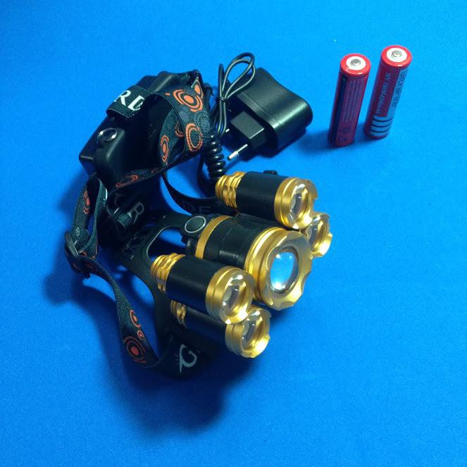 ĐÈN PIN ĐỘI ĐẦU 5 BÓNG SIÊU SÁNG KÈM 2 PIN SẠC 18650 CHIẾU XA 300M | BigBuy360 - bigbuy360.vn