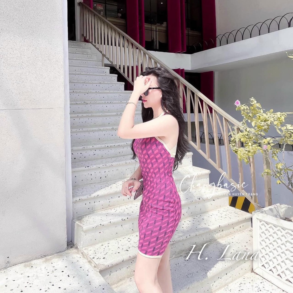 VÁY BODY HỒNG DÂY CHÉO