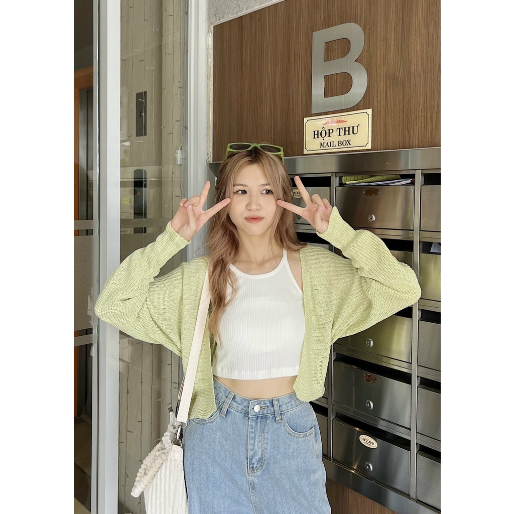 Áo cardigan len mỏng khoác ngoài tay phồng màu xinh xắn YURI CARDIGAN - Sibling House