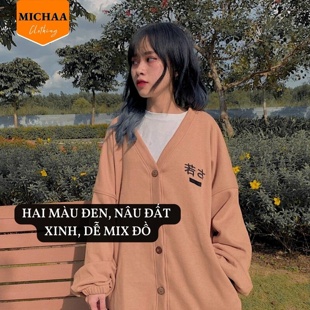 Áo Khoác Nỉ Cardigan Chữ Hàn Thêu Nam Nữ Ulzzang Unisex Kiểu Form Rộng - MICHAA