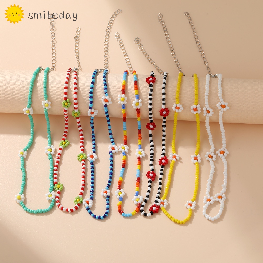Vòng cổ choker Smileday xỏ hạt màu sắc ngọt ngào phong cách Hàn Quốc cho nữ