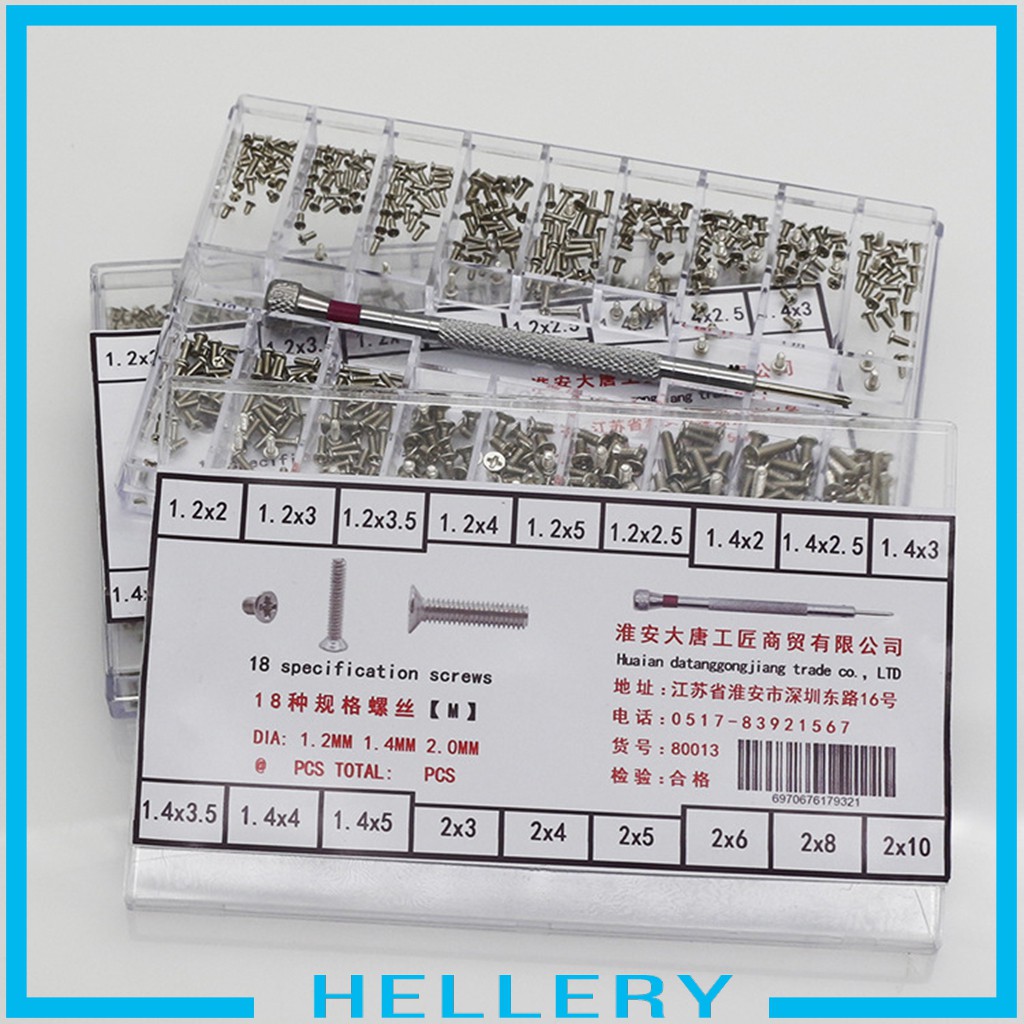 Set 500 Ốc Vít 18 Loại 1.2-2.0mm Thay Thế Cho Đồng Hồ Đeo Tay