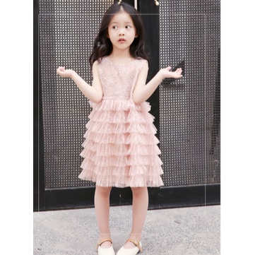 Đầm Công Chúa Phối Ren Lưới Thêu Hoa Xinh Xắn Thời Trang Mùa Hè Cho Bé Gái Thích hợp cho bé gái 2-6 tuổi