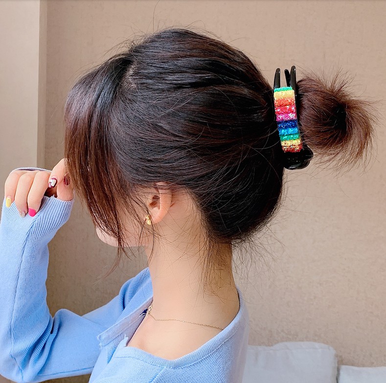Kẹp tóc màu cầu vồng phong cách Hàn Quốc xinh xắn cho nữ