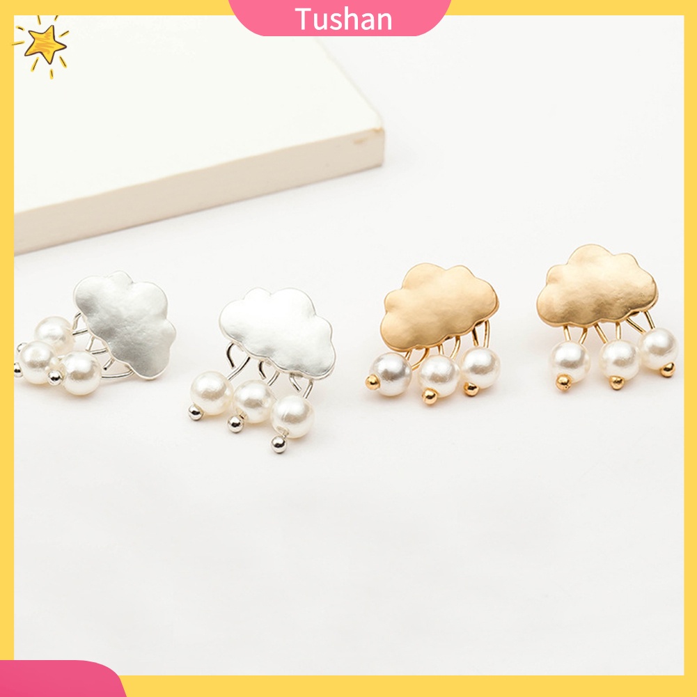 Hoa tai hình đám mây mưa đính ngọc trai xinh xắn cho nữ