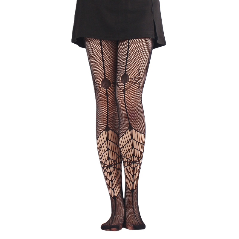 Xiangbao Quần Tất Lưới Dài Qua Gối Họa Tiết Mạng Nhện Gợi Cảm Phong Cách Gothic Cho Nữ L