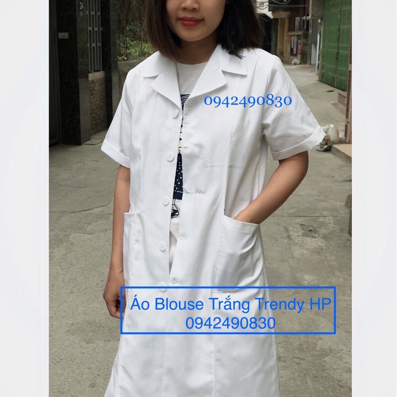 [Giá sỉ] Áo blouse trắng nữ cao cấp chuẩn form - Áo blu nữ cộc tay, dài tay túi chéo bác sĩ, thẩm mỹ viện, spa