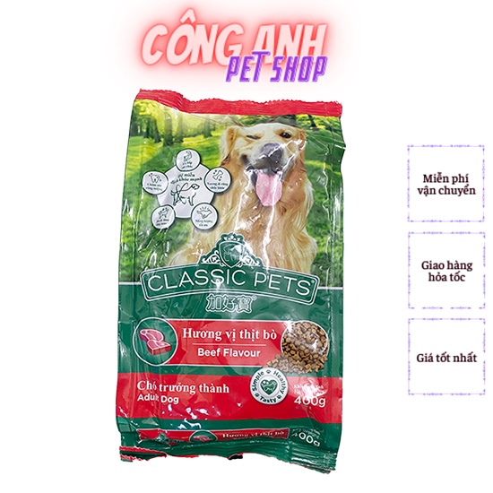 Thức Ăn Cho Chó Lớn, Đồ Ăn Hạt Khô Classic Adult Vị Thịt Bò 400g