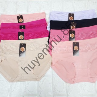 Combo 5 quần lót cotton cạp cao hoa hồng Thái cao cấp phom to 002