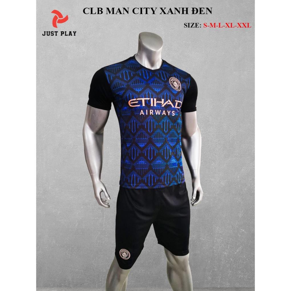 Bộ quần áo bóng đá CLB Man City đen sân khách 2021  ྇