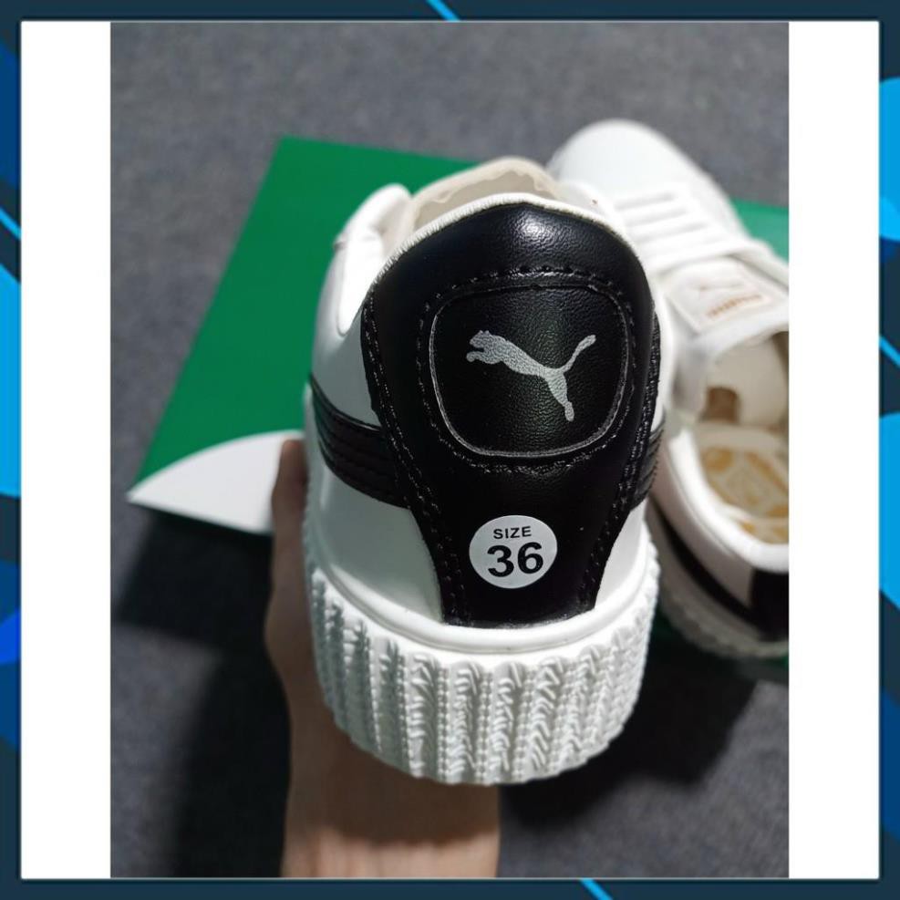 Giày thể thao sneaker 𝐏𝐔𝐌𝐀 sọc đen - thân giày da đế cao su đúc - cổ thấp đế cao 5cm - màu sắc trắng đen