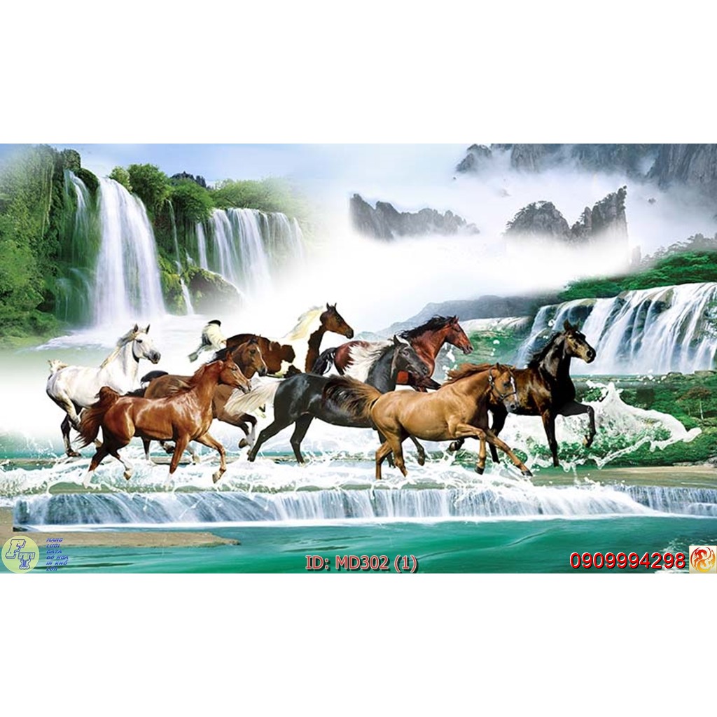 MÃ ĐÁO THÀNH CÔNG, TRANH NGỰA, TRANH DÁN TƯỜNG SONG LONG DECOR 3D