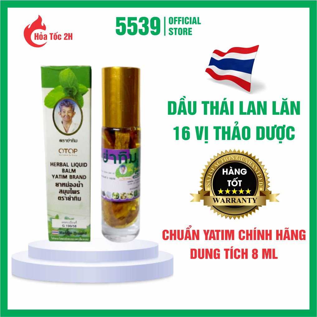 Dầu sâm thái lan, dầu lăn thái lan chính hãng Yatim 16 vị dung tích 8 ml hàng nội địa Thái chữ nhủ vàng - Shop 5539